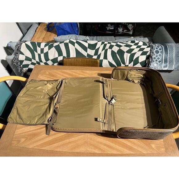 Vintage Hartmann Tweed & Leather Garment Bag - RARE Design 23x16x7 - Picture 8 of 10